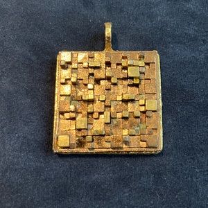 Hobe Signed Gold and Bronze Tone Square Geometric Pendent